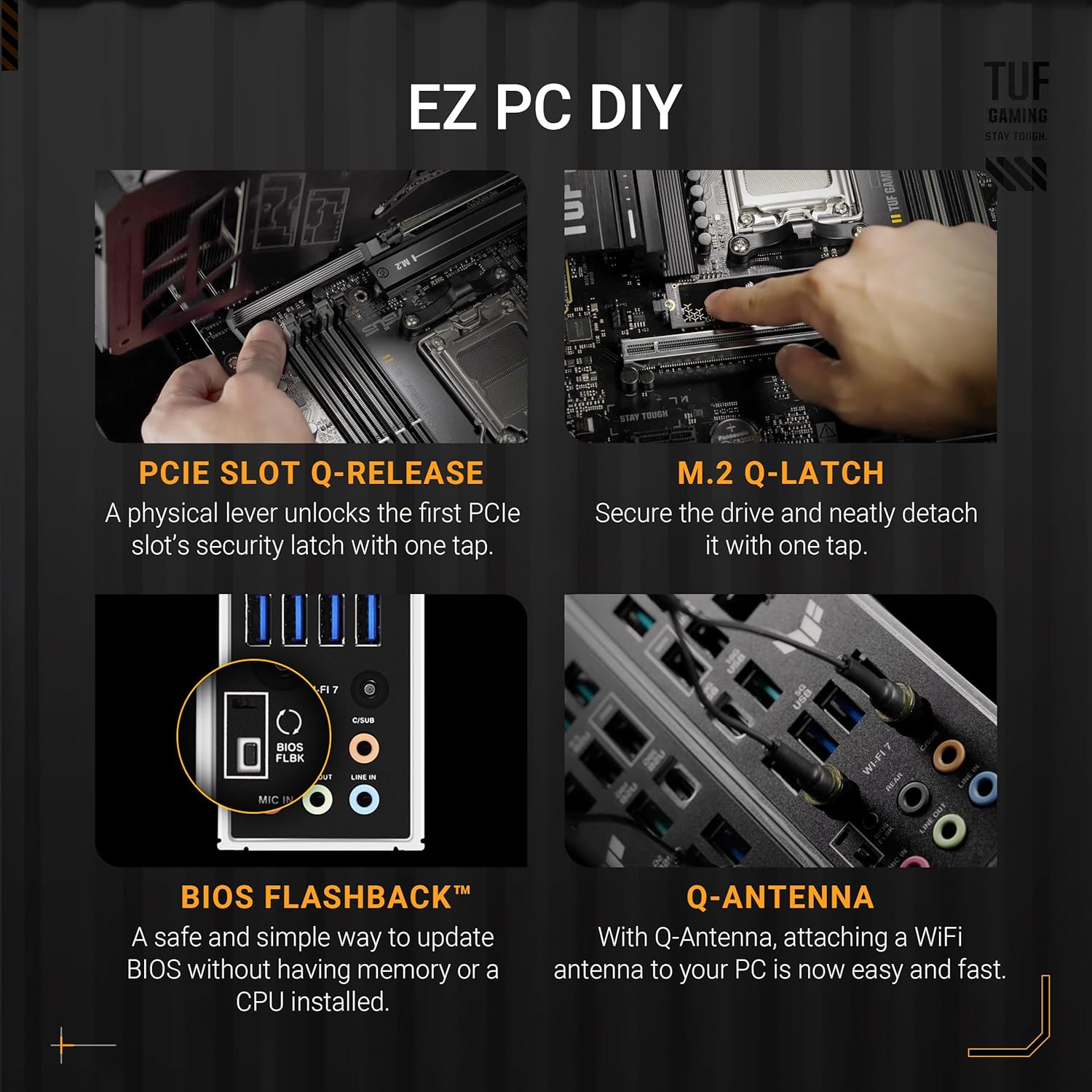 Thumbnail 3 de ASUS TUF Gaming B850-PLUS WiFi ATX (AMD AM5) Motherboard with Wi‑Fi 7, DDR5, PCIe 5.0, and 3× M.2