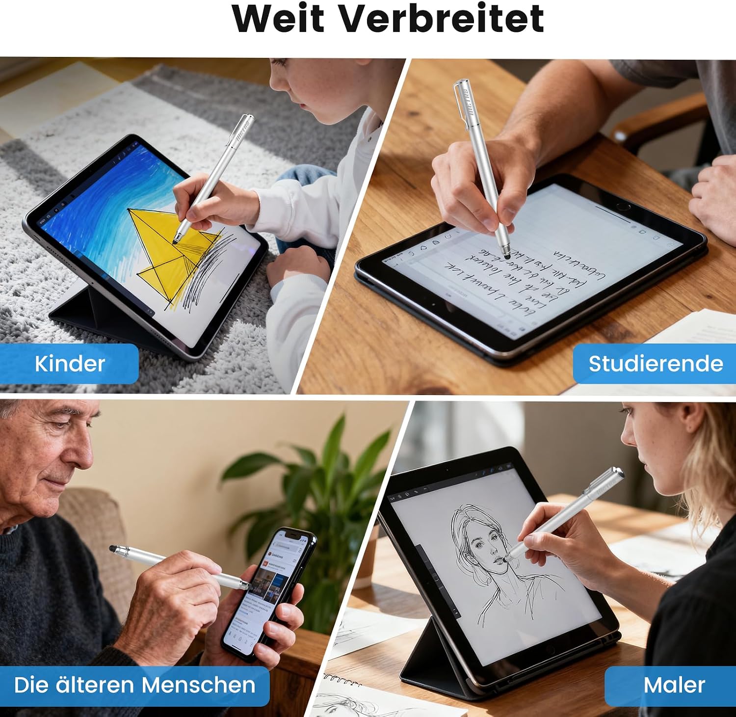 Thumbnail 6 de Styluslink 2-in-1 Tablet-Stift mit Stiftclip (dicke & dünne Spitze, inkl. Stiftclip) – Eingabestift für Tablets & Smartphones
