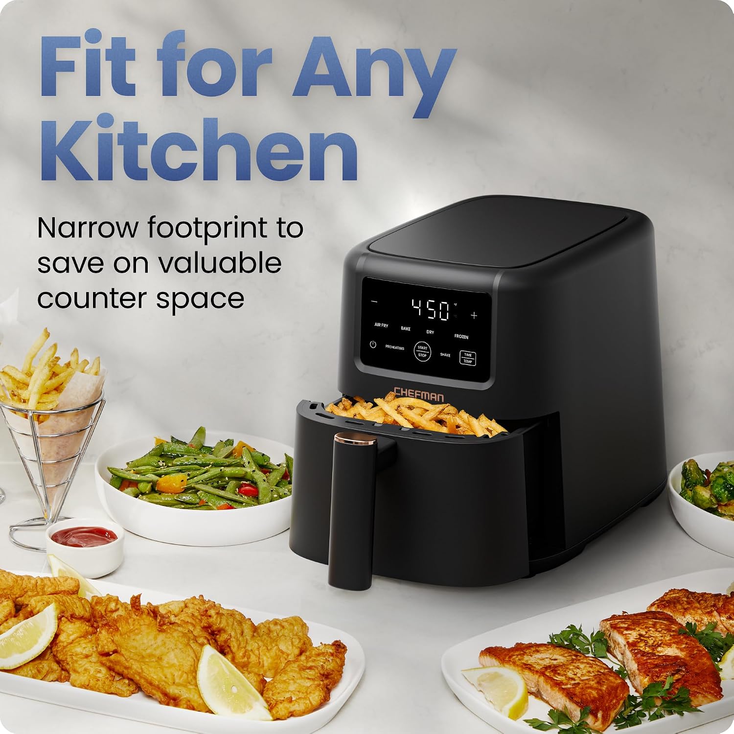 Detalle de Chefman 4-in-1 Slim 3.5 QT Air Fryer – Compact yet capable