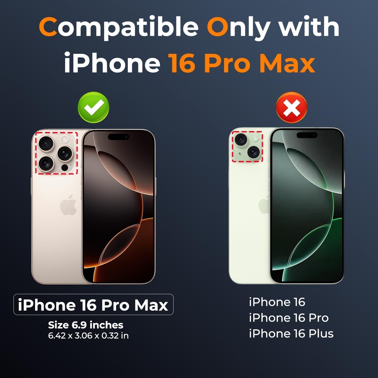 Detalle de HakkTaoo iPhone 16 Pro Max Case, Red, with Camera Cover and Ring Stand