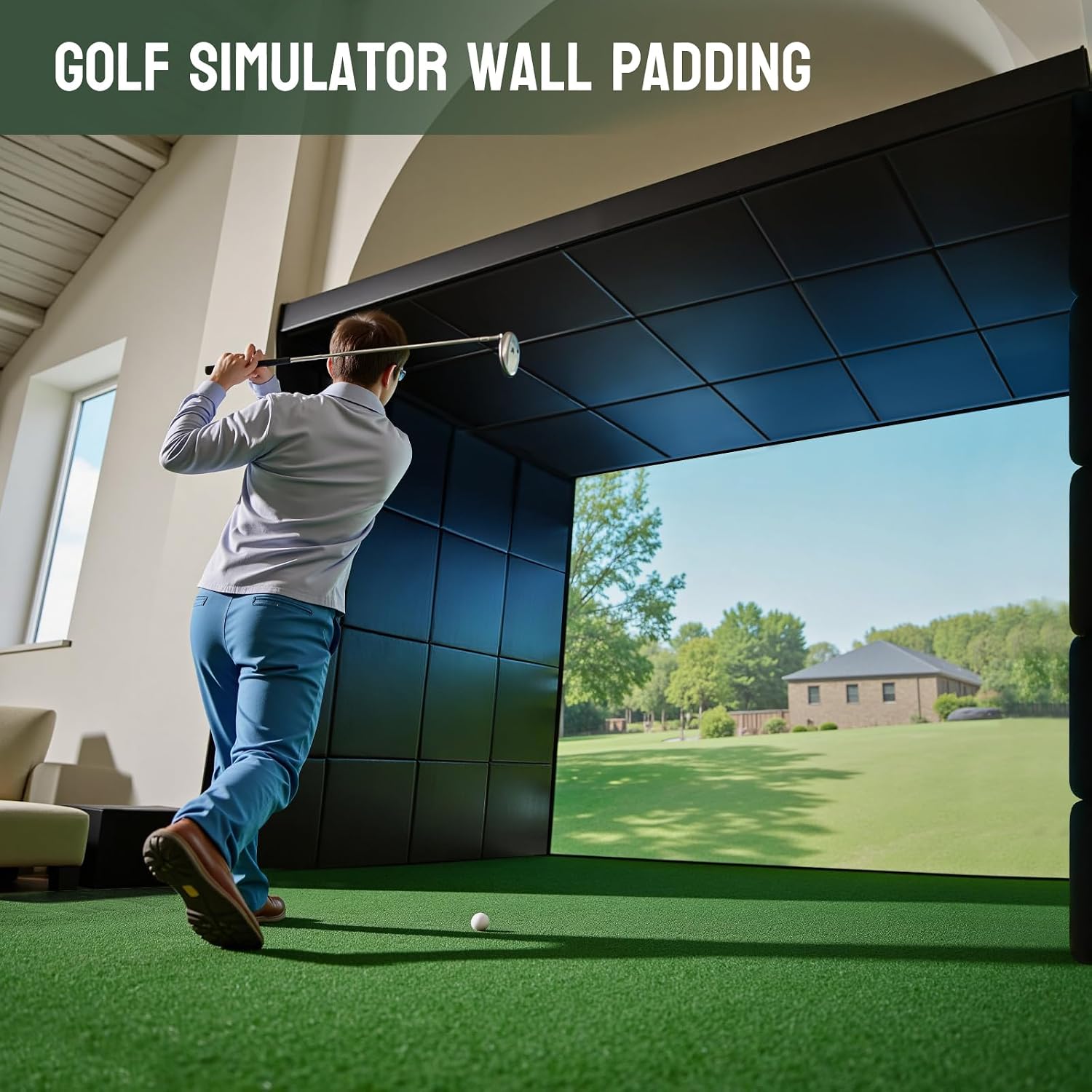 Detalle 2 de JOMOQ 12-Pack Golf Wall Padding Panels (20" x 20" x 2") for Indoor Wall Protection