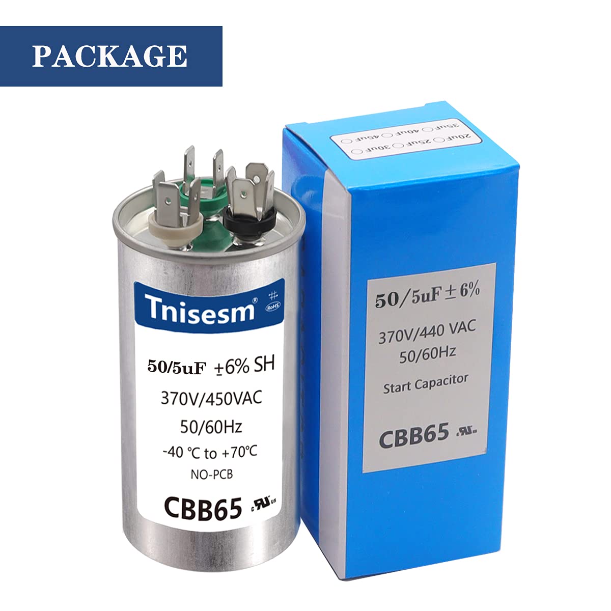 Detalle de Tnisesm dual run capacitor 50+5 uF
