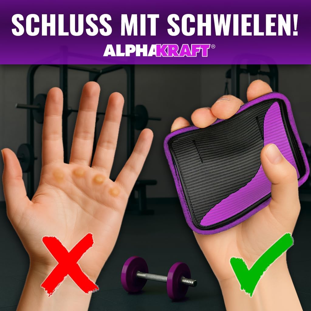 Thumbnail 2 de ALPHAKRAFT Griffpolster Kraftsport – Griffpads für maximalen Grip (1 Paar) mit 2-Finger-Schlaufe