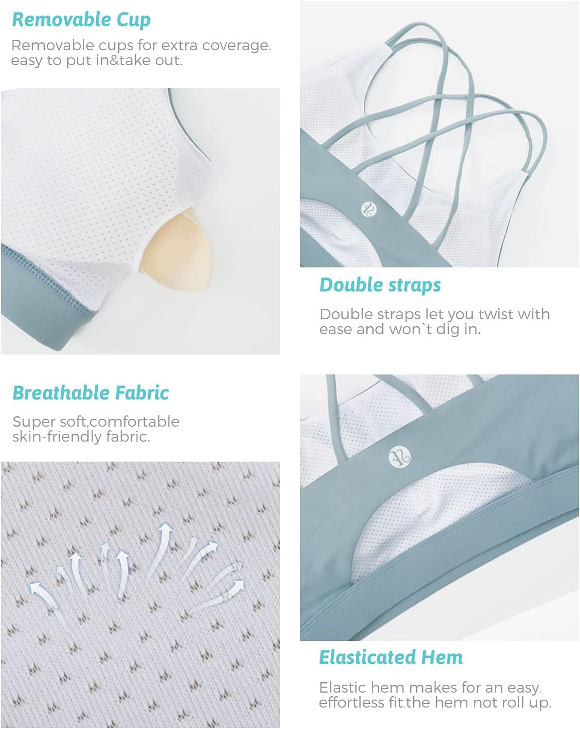 Detalle 2 de RUNNING GIRL Sports Bra Padded Longline 🧘♀