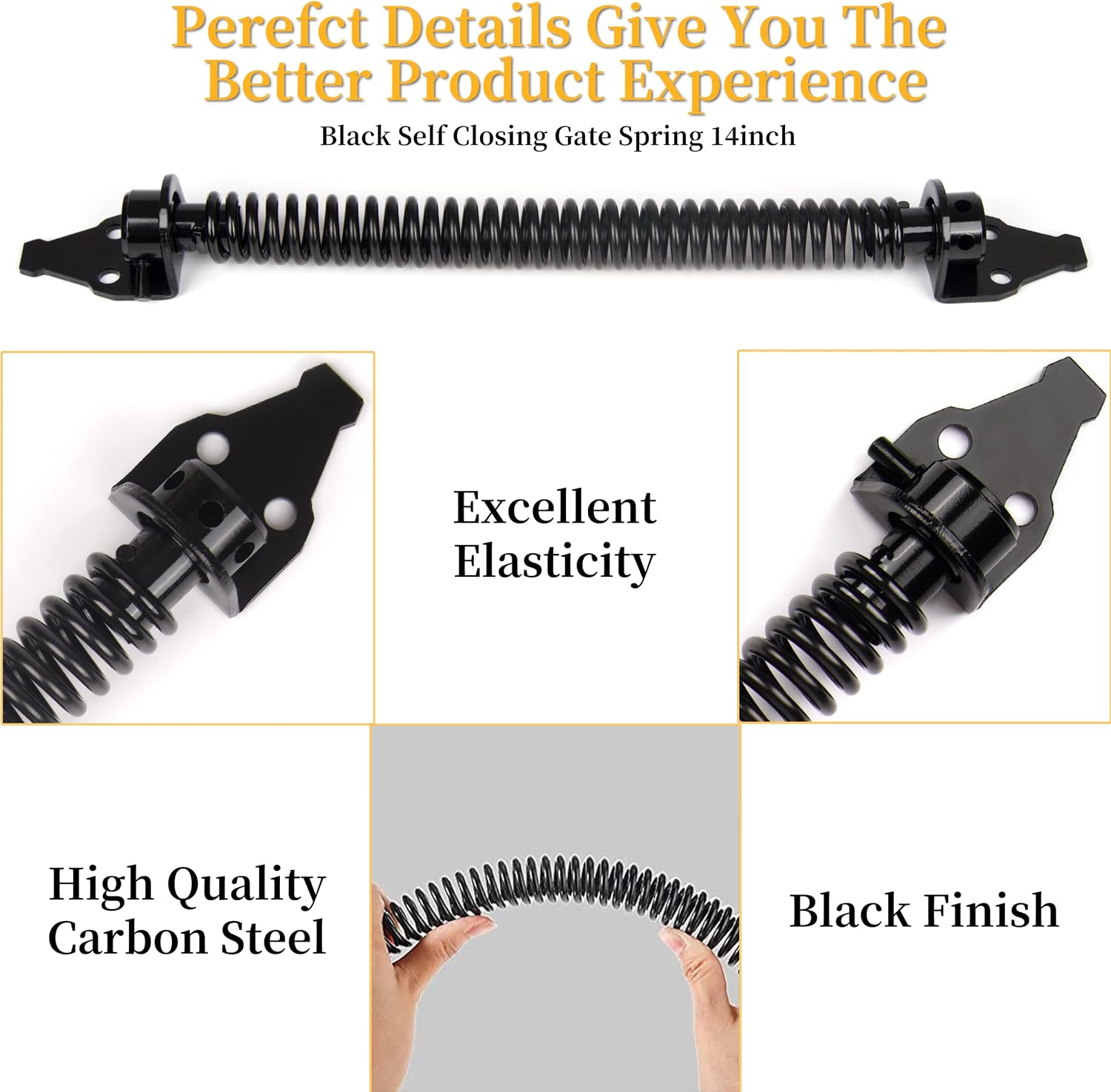 Detalle 2 de 14 Inch Self-Closing Gate Spring Hardware for Wooden Gates – Adjustable, Durable Black Gate Closer