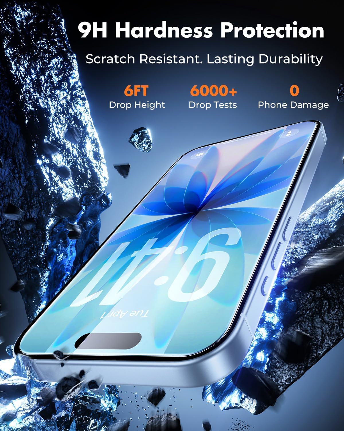 Thumbnail 2 de UNBREAKcable 4-Pack iPhone 17 Tempered Glass Screen Protector with Easy Install Frame (Case Friendly, 9H)