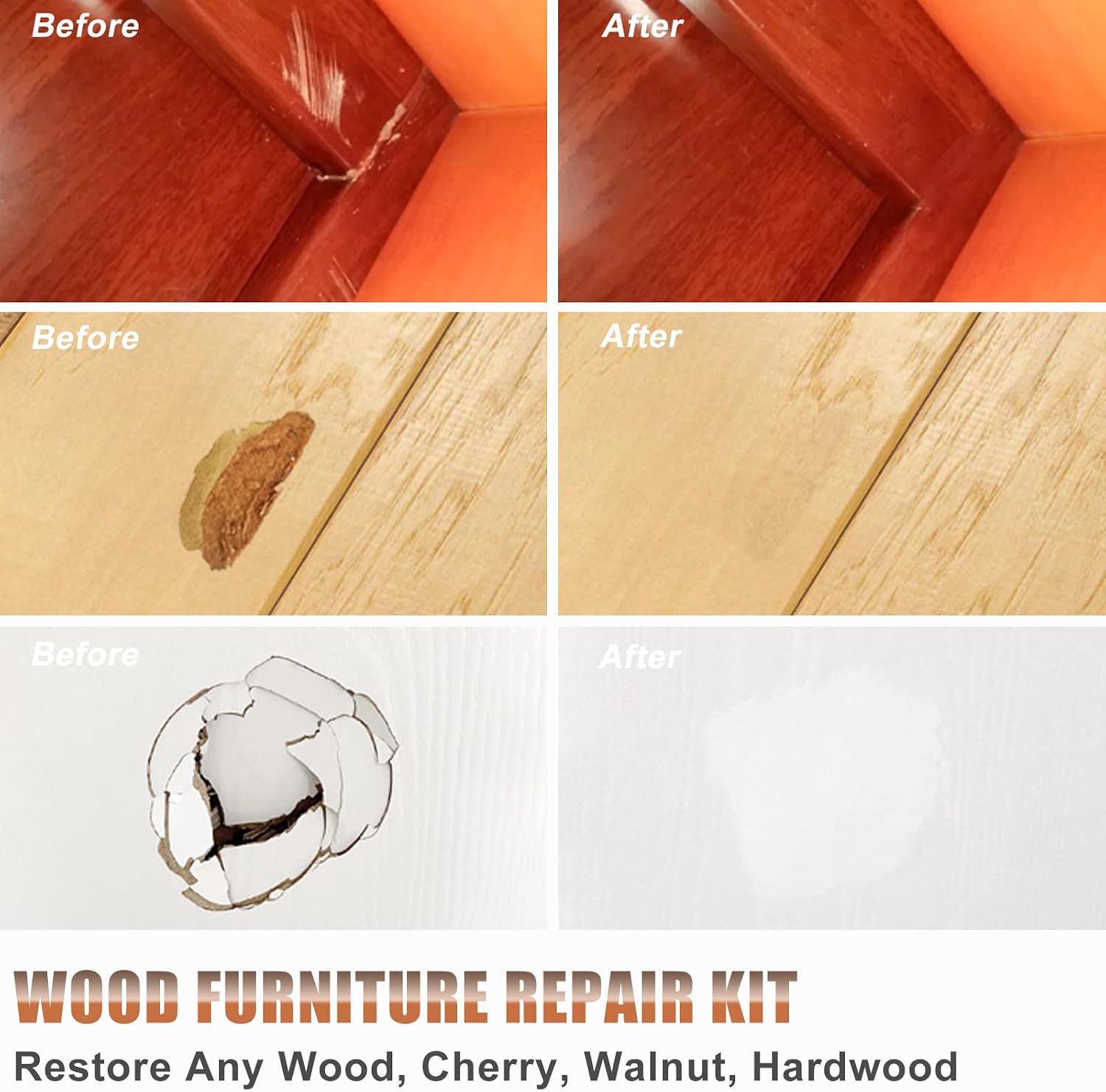 Detalle de NYBQ Wood Furniture Repair Kit, 41-Piece Wood Filler and Touch-Up Set, 20 Colours