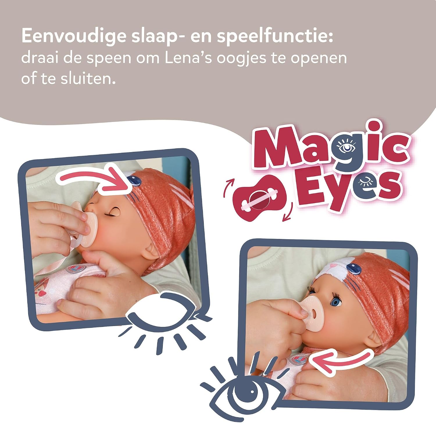 Thumbnail 2 de BABY born Lena 839577 babypop van 36 cm met kattenromper en 7 functies