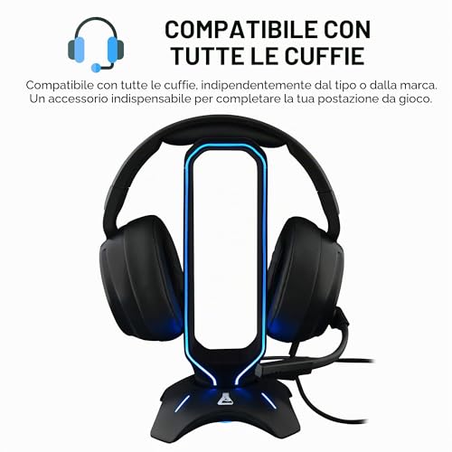 Detalle de THE G-LAB K-Stand Radon: Supporto per Cuffie da Gioco con RGB e HUB USB 2x2.0