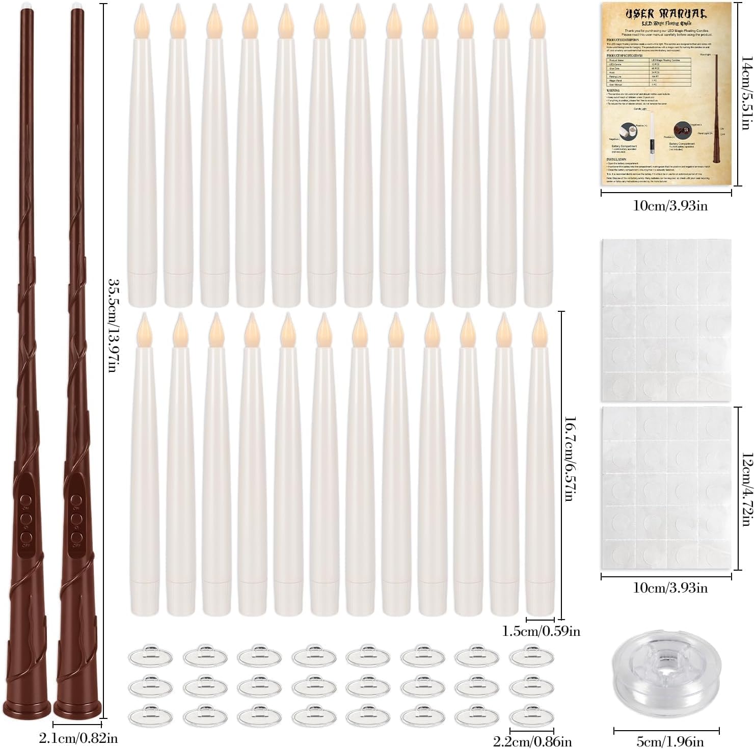 Detalle de fclayvts cbdd996 24-Piece Floating LED Taper Candles with Wand Remotes