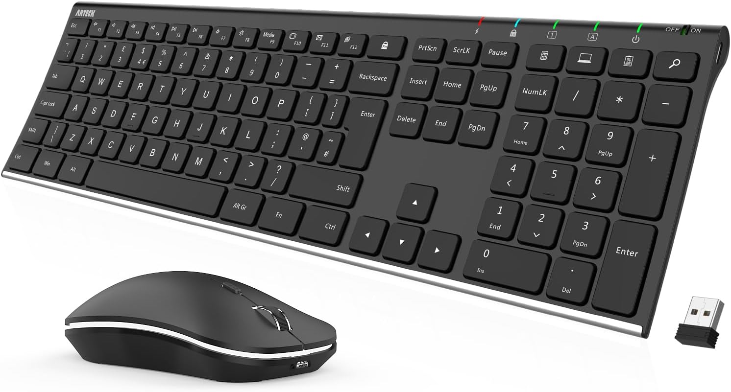 Detalle de Arteck 2.4G Wireless Keyboard and Mouse combo Ergonomic mice