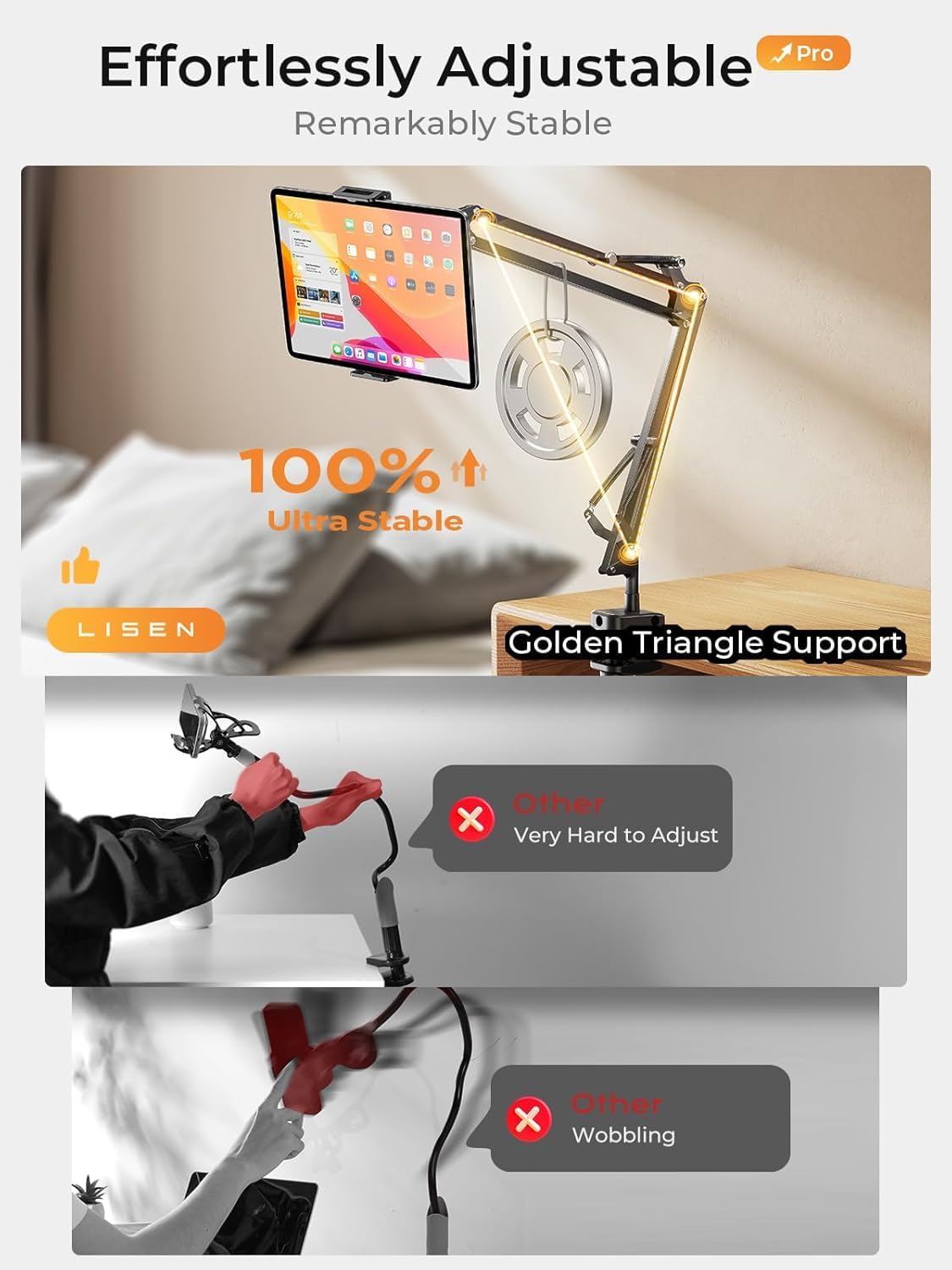 Detalle 2 de LISEN Tablet Stand Gooseneck Holder for 4–13" Devices