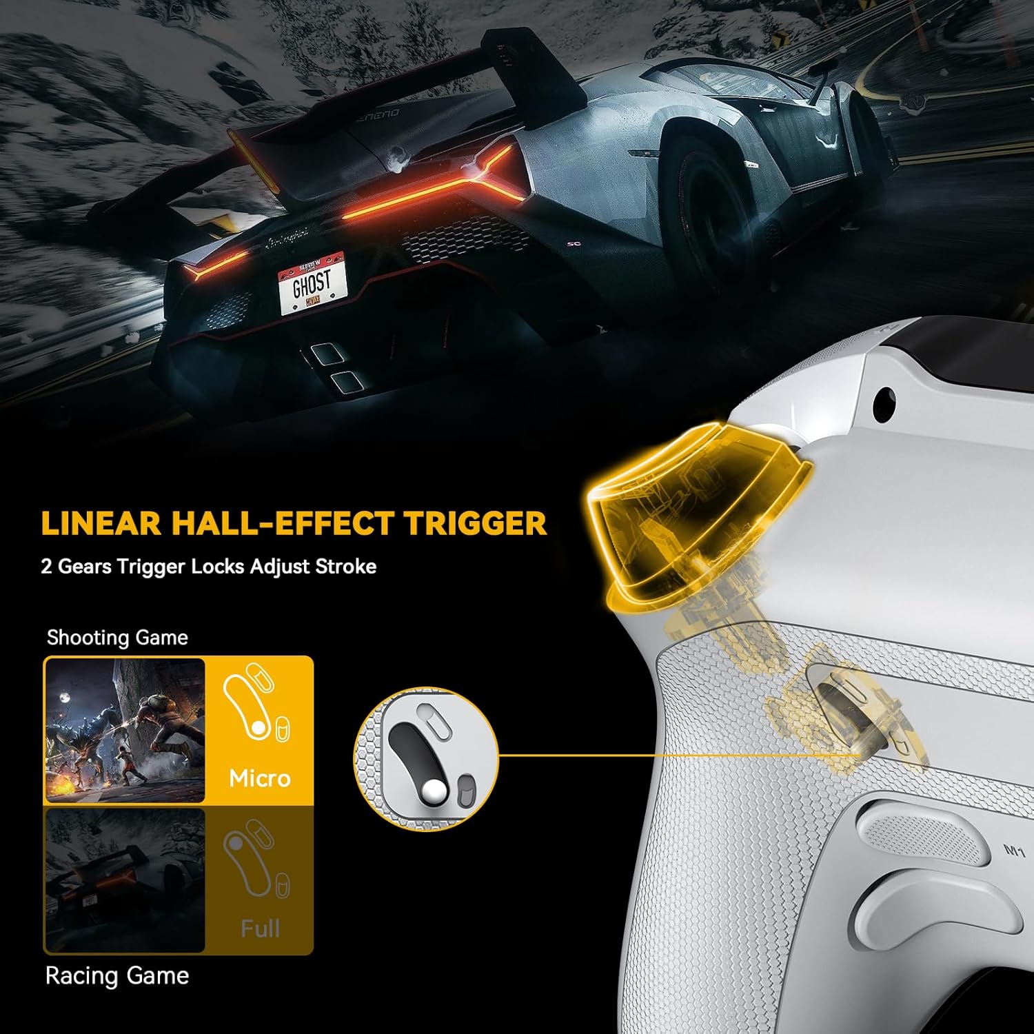 Thumbnail 3 de ManbaOne Interactive Screen Wireless Gaming Controller — multi‑platform versatility with Hall Effect sticks and smart features