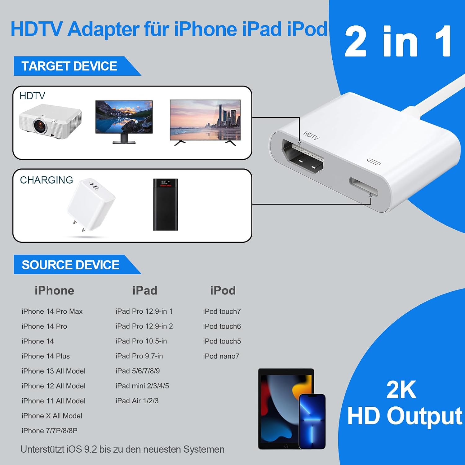 Detalle de Denlane 1080P Lightning auf HDMI Adapter