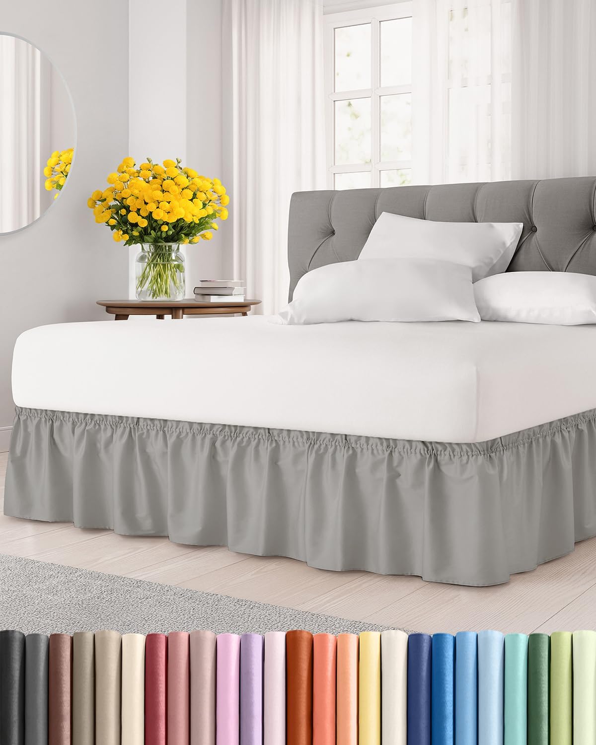 Wrap Around Dust Ruffle Bed Skirt 15" drop