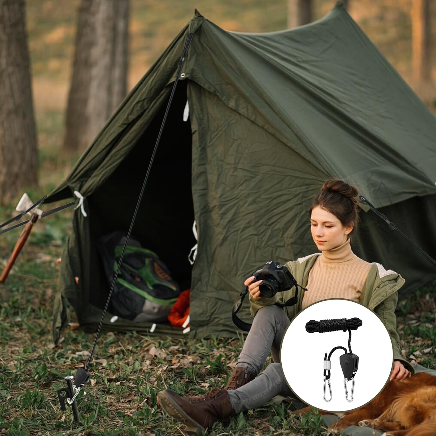 Thumbnail 5 de Seilratsche mit Haken – 4er-Set, 150 lb Kapazität, 2 m Zugseil, verstellbar