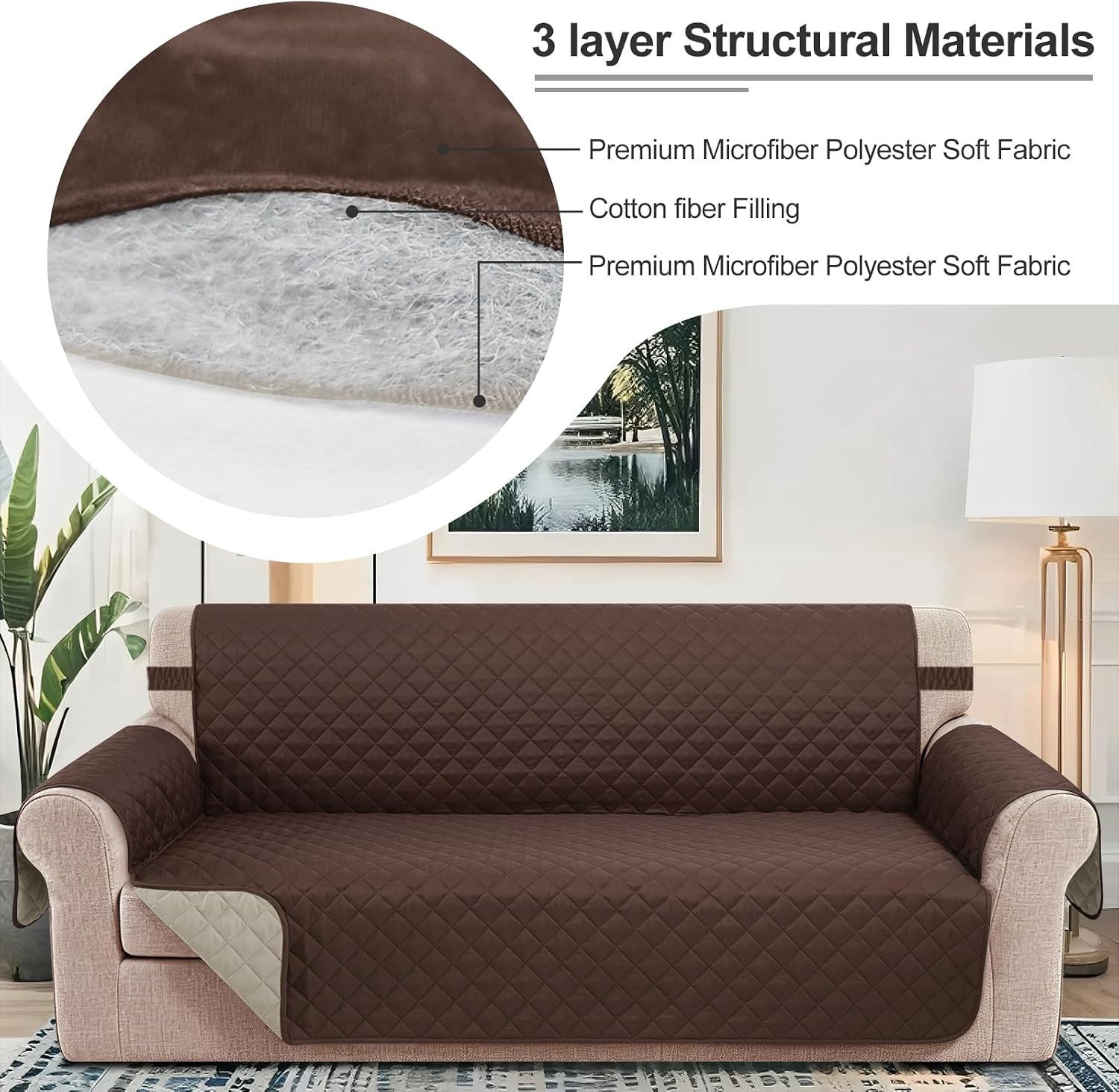 Thumbnail 4 de Luxshare Reversible Couch Cover for 3-Cushion Sofa 🛋