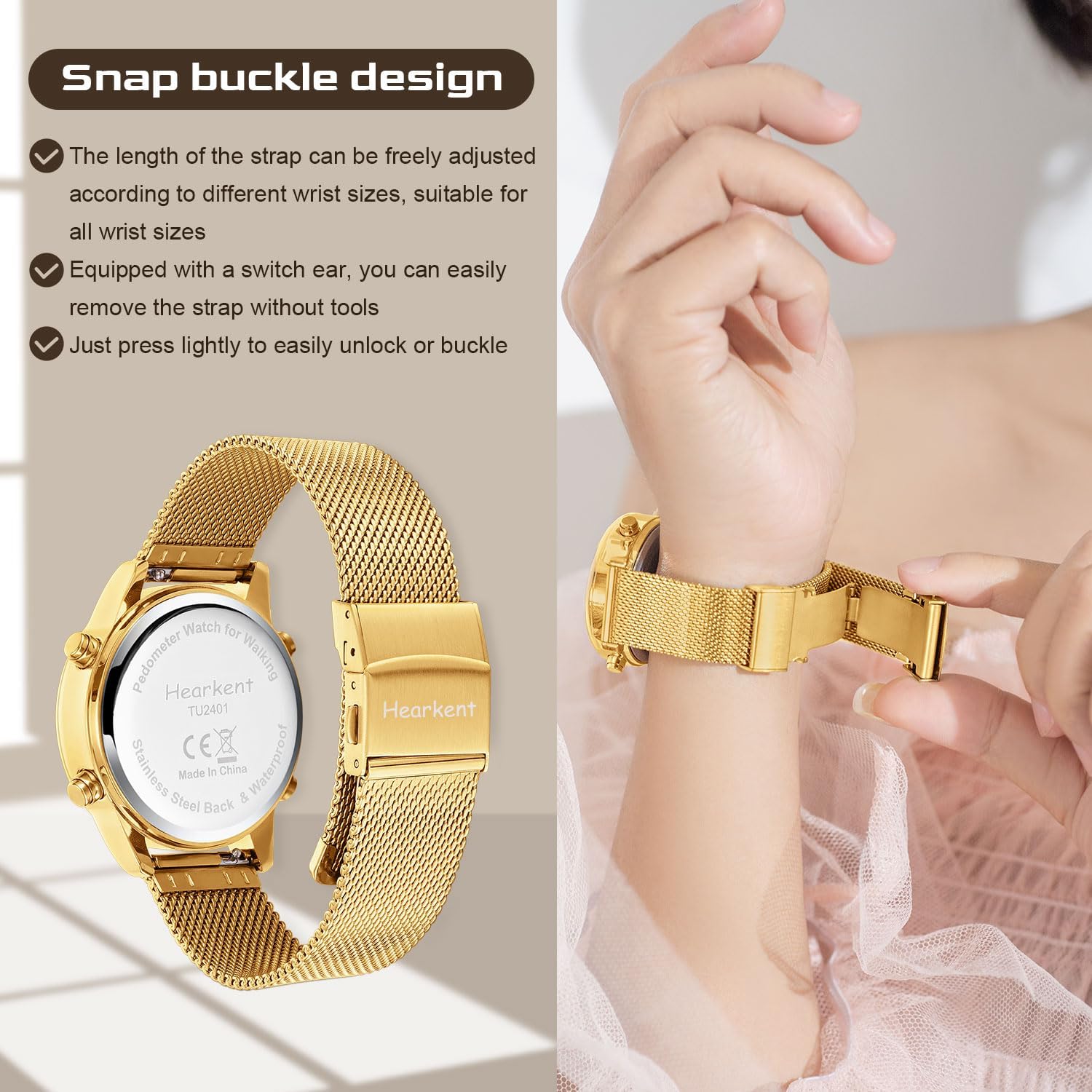 Thumbnail 6 de Hearkent Pedometer Watch for Women: Non-Bluetooth Fitness Tracker with 30m Waterproofing