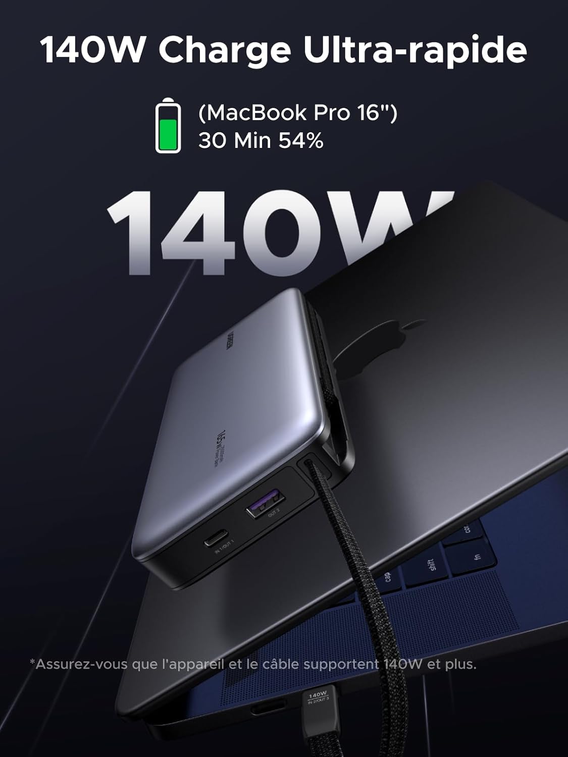 Thumbnail 2 de UGREEN Nexode 165W Batterie externe 25 000 mAh, 140W intégré