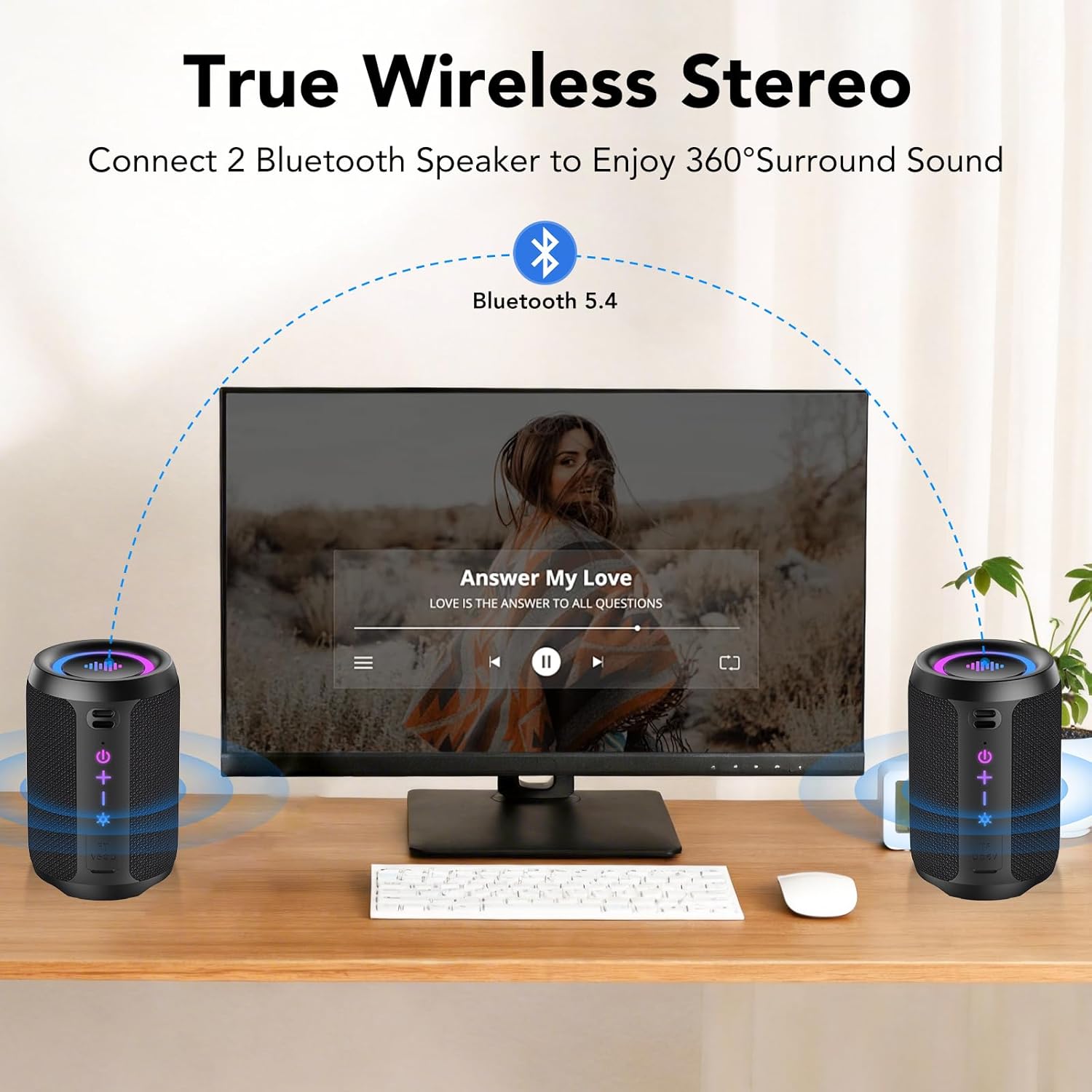 Thumbnail 3 de Bluetooth 5.4 Portable Speaker with Stereo Sound, Mic & 12H Playtime (IPX7, 6 RGB, TWS pairing)