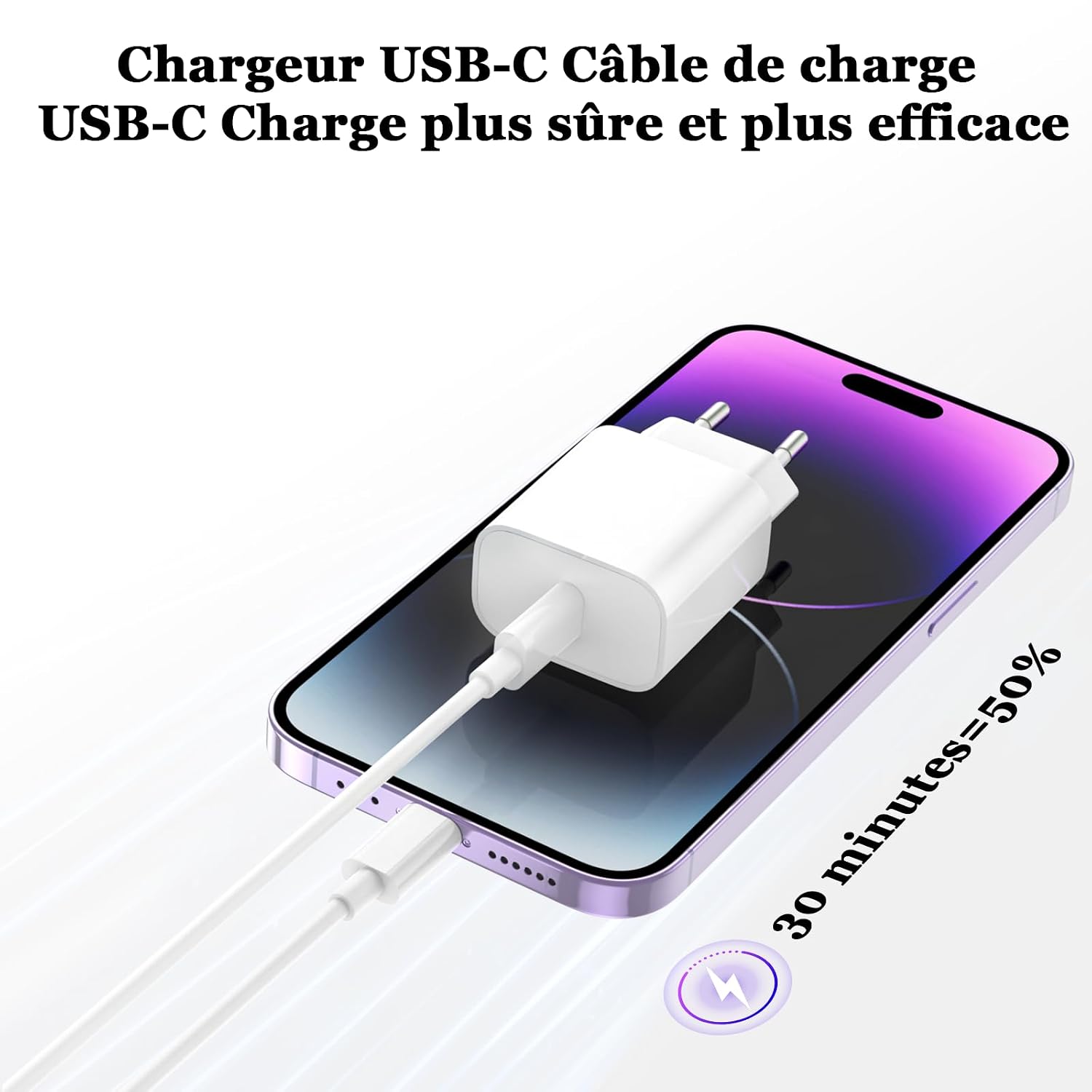 Detalle 2 de Chargeur Rapide USB C 2 pièces 2 m