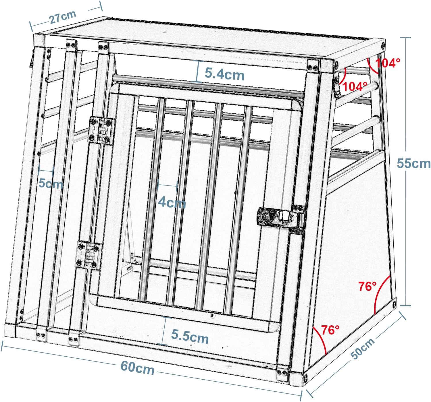 Thumbnail 2 de EUGAD Hundetransportbox Alubox 60x50x55 cm