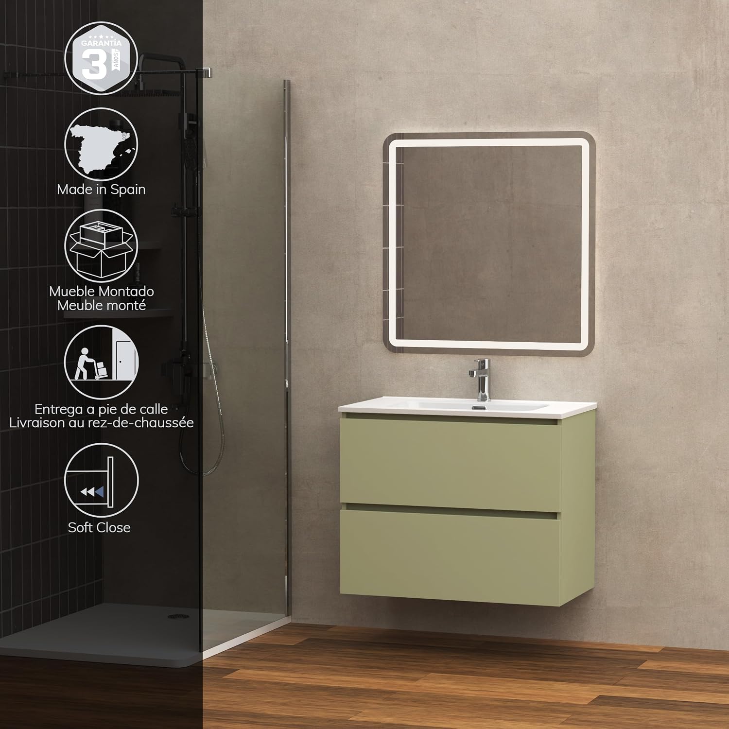Detalle 2 de Baikal Klay 90 cm Mueble de baño suspendido