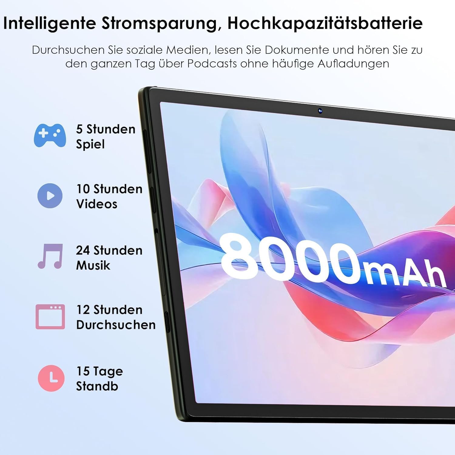 Detalle de ZENTALITY Kinder Tablet 10 Zoll mit Android 15 – 30 GB RAM, 64 GB ROM, erweiterbar bis 2 TB, Kindersicherung, Blau