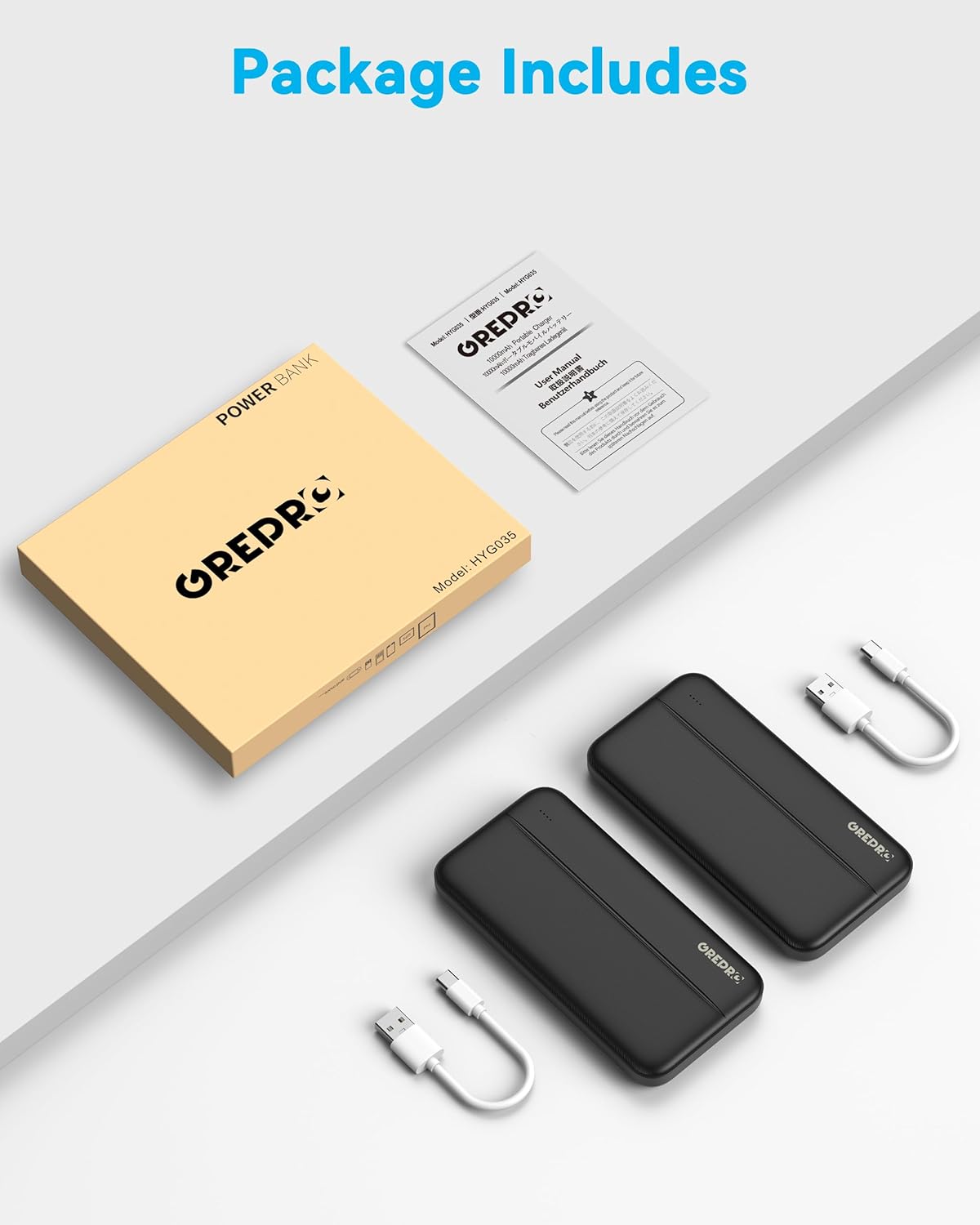 Thumbnail 5 de GREPRO Power Bank 2-Pack (10000mAh each) with Type-C input and USB-A/USB-C outputs