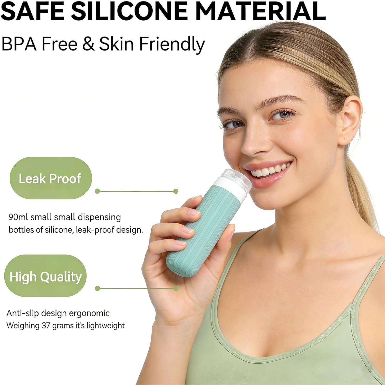 Detalle de Travel Bottles for Toiletries: 8Pcs Silicone TSA‑Approved Set