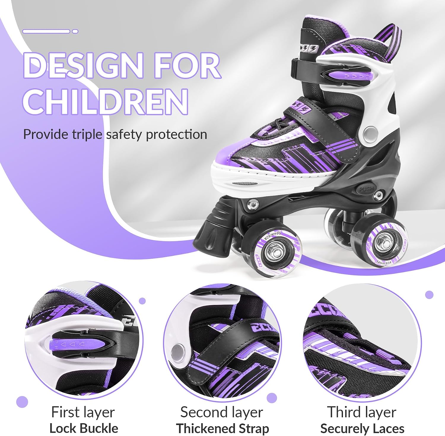 Thumbnail 1 de ECOO Adjustable Kids Roller Skates Size 4 🛼