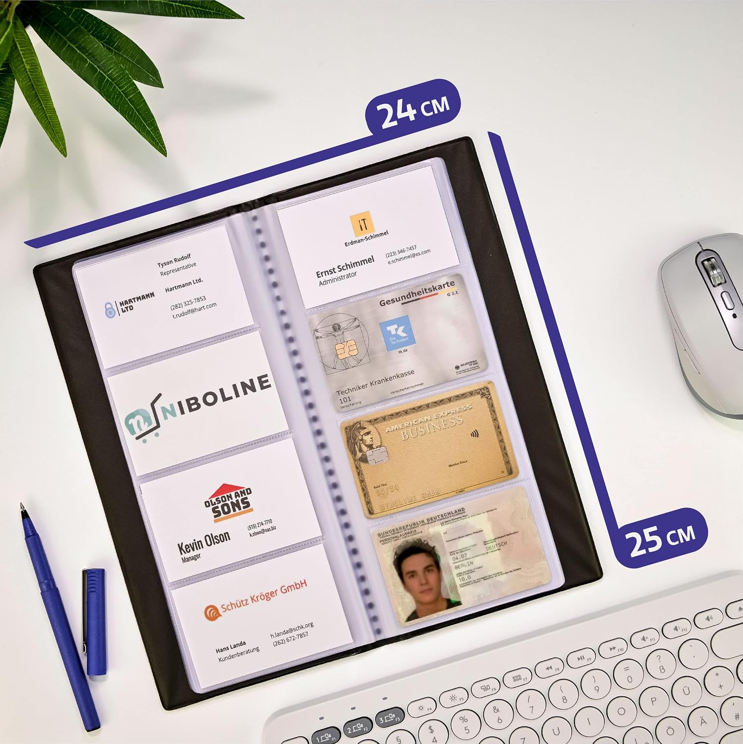 Detalle de Praknu porte-cartes de visite transparent pour 480 cartes — intérieur transparent, format pratique