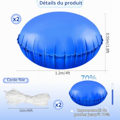 Thumbnail 2 de TZEKING coussins gonflables d’hivernage pour piscine, lot de 2, Ø 1,20 m