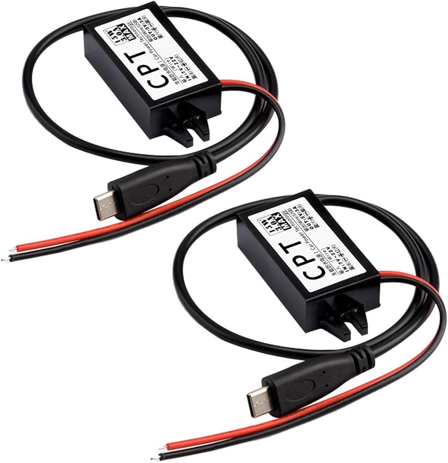 Detalle de Heemol 12 V till 5 V USB-C-omvandlare, 3 A, 15 W, 2-pack