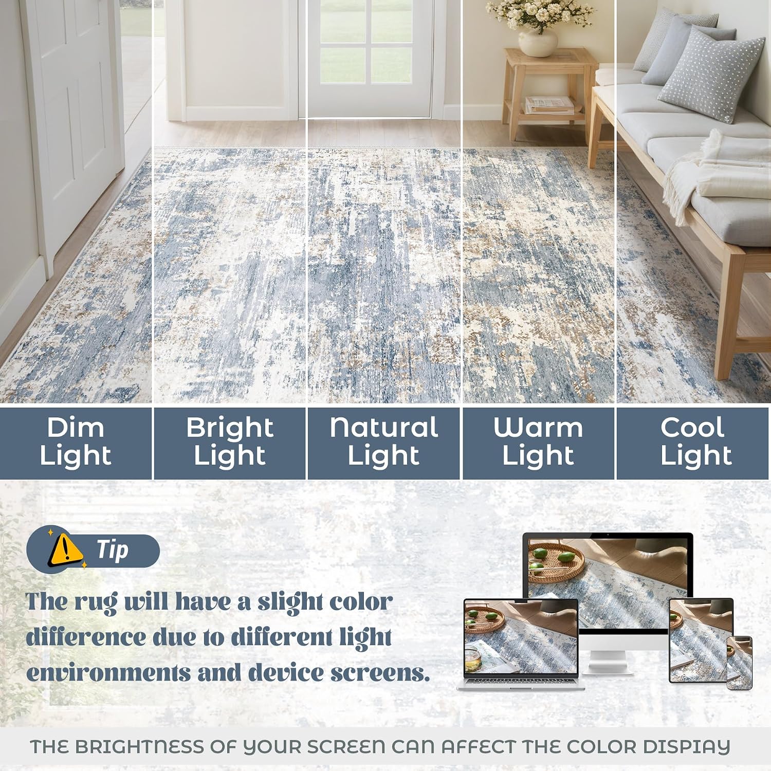 Thumbnail 6 de XLUEZ 10x14 Area Rug: Washable, Non-Slip Modern Abstract for Busy Homes
