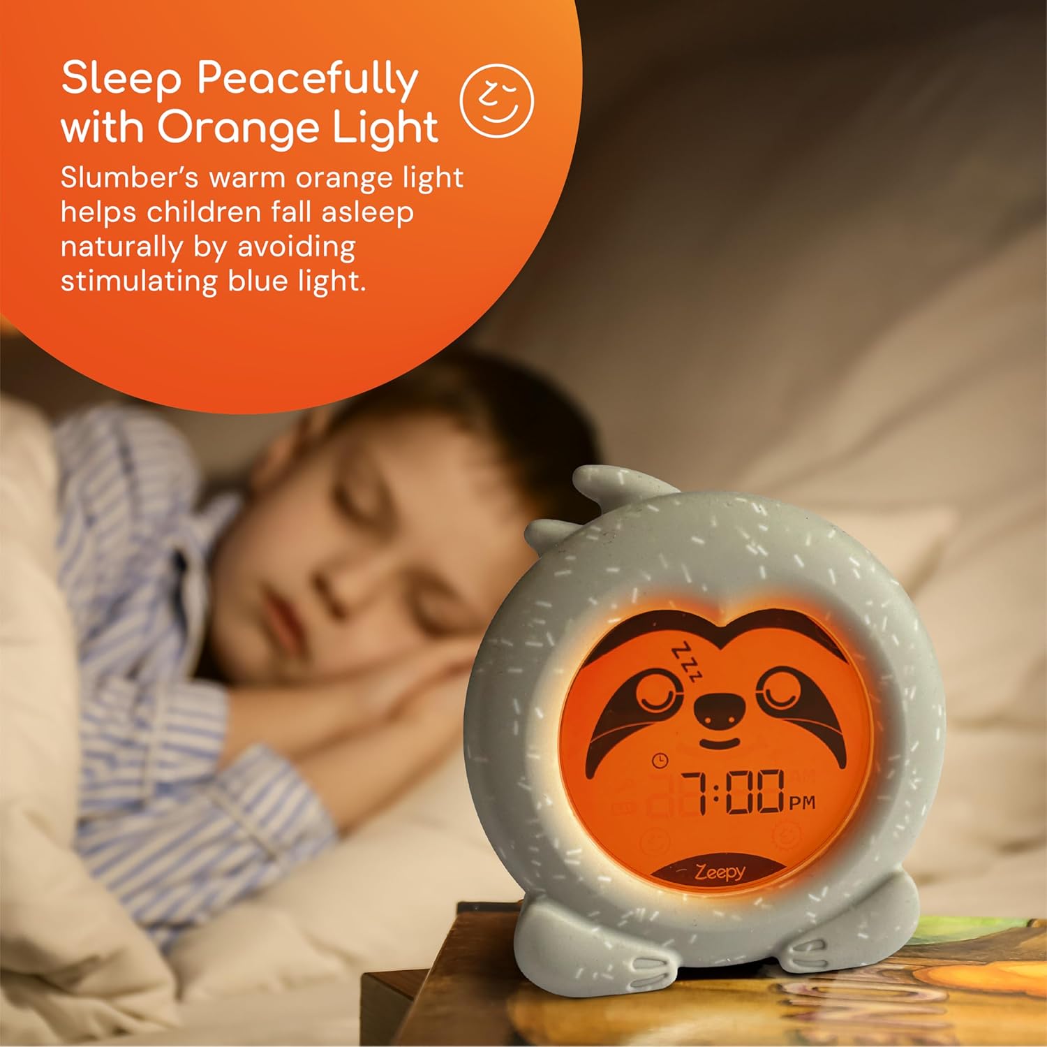 Detalle de Zeepy 2-Phase Sleep Trainer Clock by Slumber the Sloth: USB-Powered Toddler Clock for Peaceful Nights