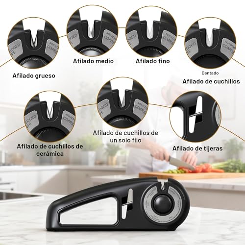 Detalle de Pietuley 7 en 1 Afilador de Cuchillos Profesional: afilado multi‑función para todas las necesidades de la cocina