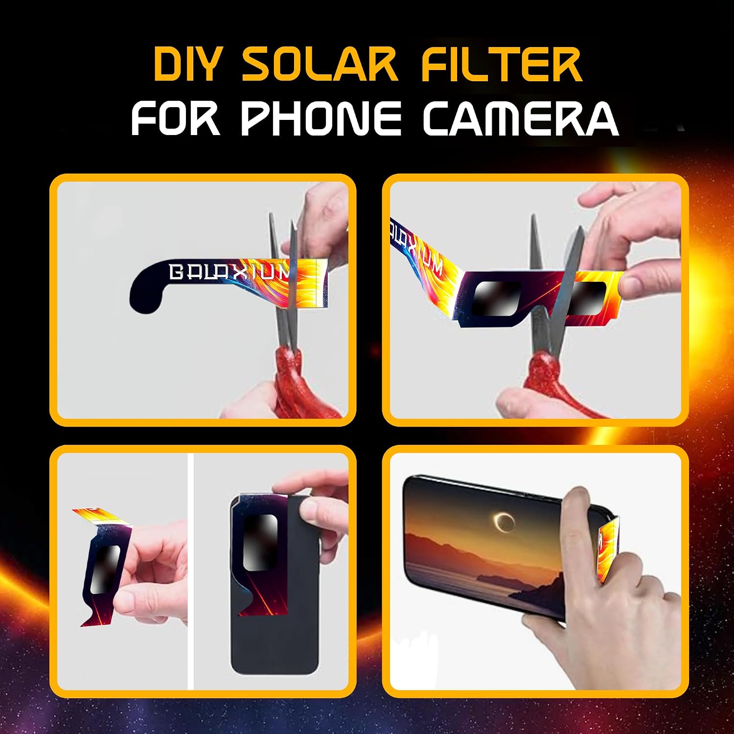 Thumbnail 3 de Galaxium 12/25/50/100 Pack Solar Eclipse Glasses ISO 12312-2 Certified