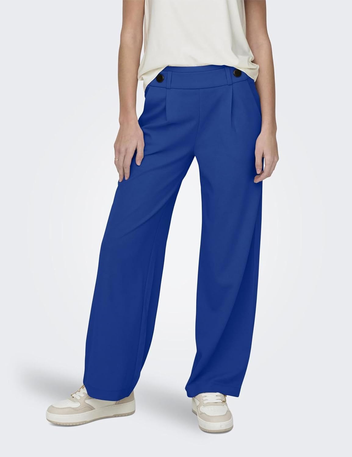 Detalle 2 de JdY Damen Marlene Hose – weit geschnittene Jersey-Schlupfhose mit Wide-Leg-Fit und Taschen