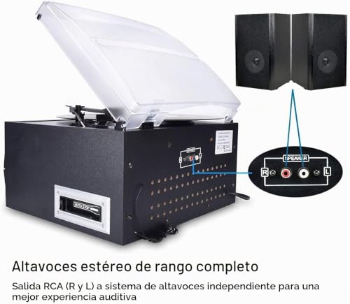 Detalle de DIGITNOW Tocadiscos con Bluetooth, CD, casete, radio AM/FM y USB
