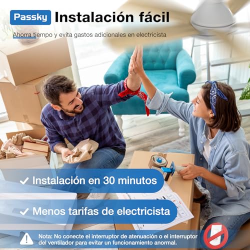 Thumbnail 6 de Passky Ventilador de Techo 107 cm con Luz LED, Mando y Motor DC Silencioso