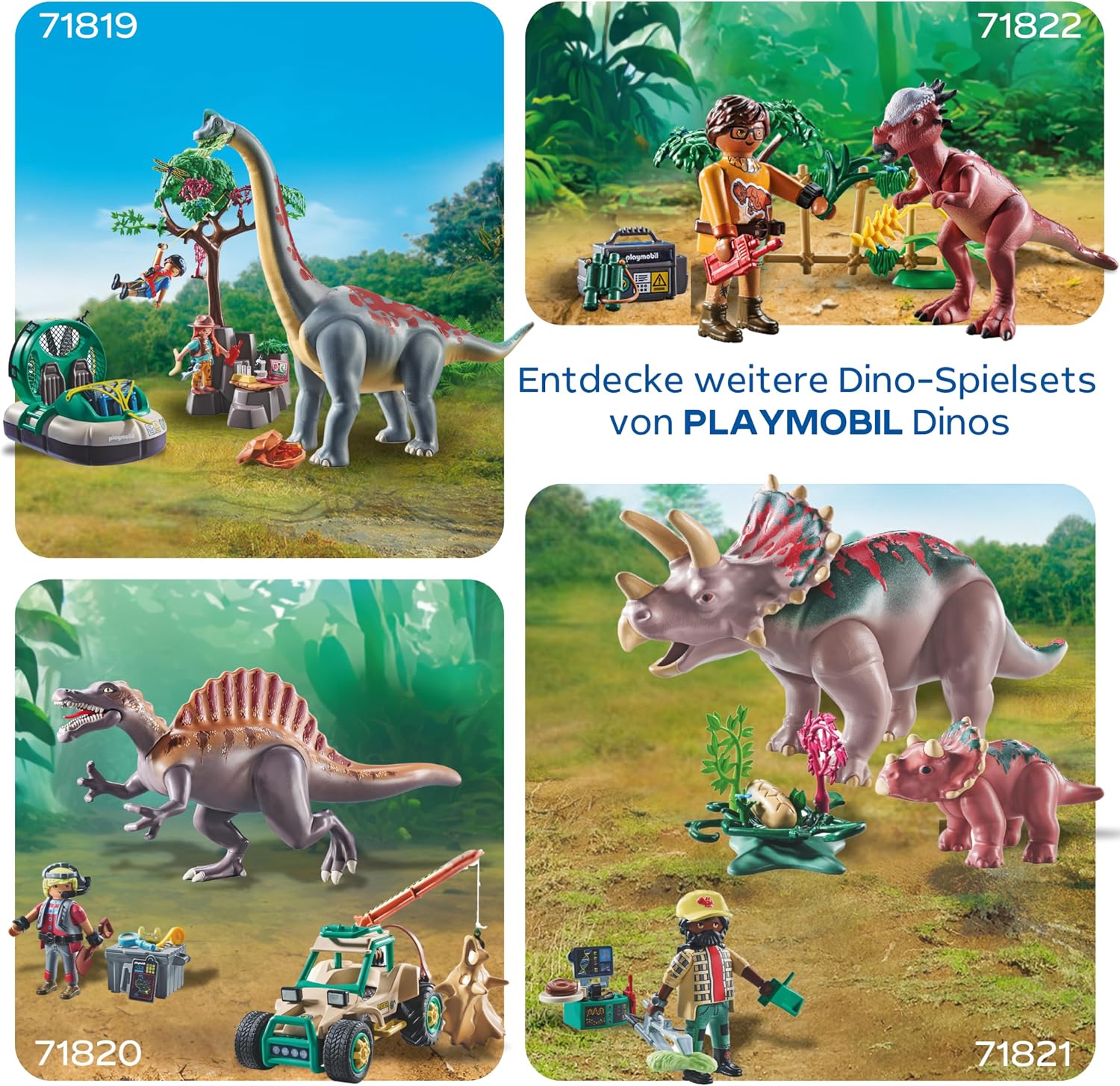 Detalle de PLAYMOBIL Dinos Dinoversteck | Dino-Forscher mit Quad, T-Rex-Baby & Brachiosaurus-Baby | 72069