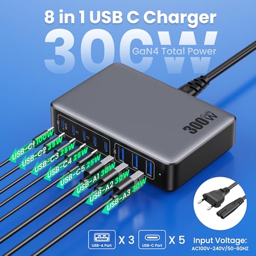 Thumbnail 6 de Cargador USB C 8 Puertos 300W GAN IV ⚡ Compatible MacBook, iPhone