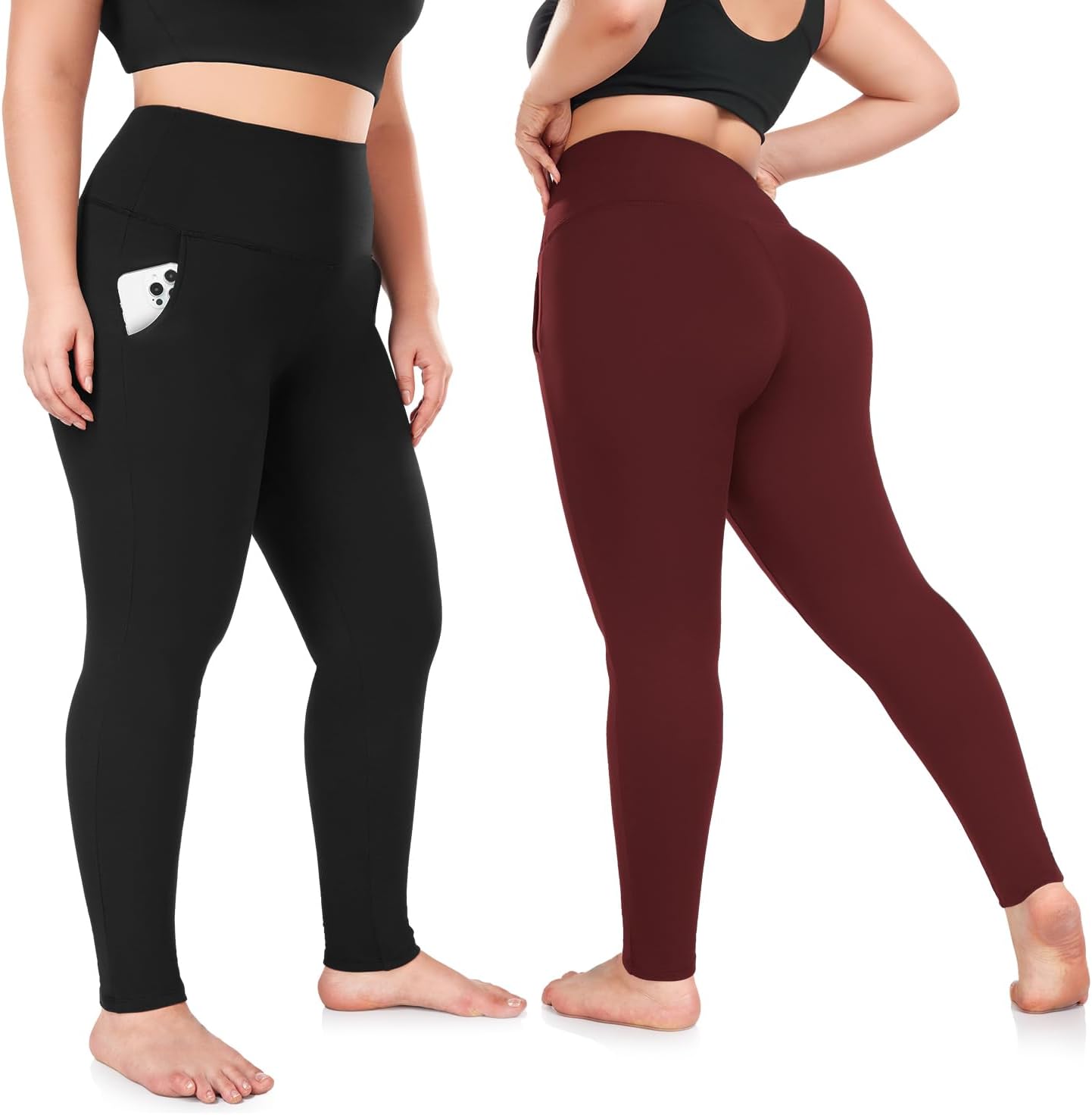 Detalle 2 de FULLSOFT Plus Size Fleece-Lined Leggings, 2-Pack with Pockets, 1X–4X