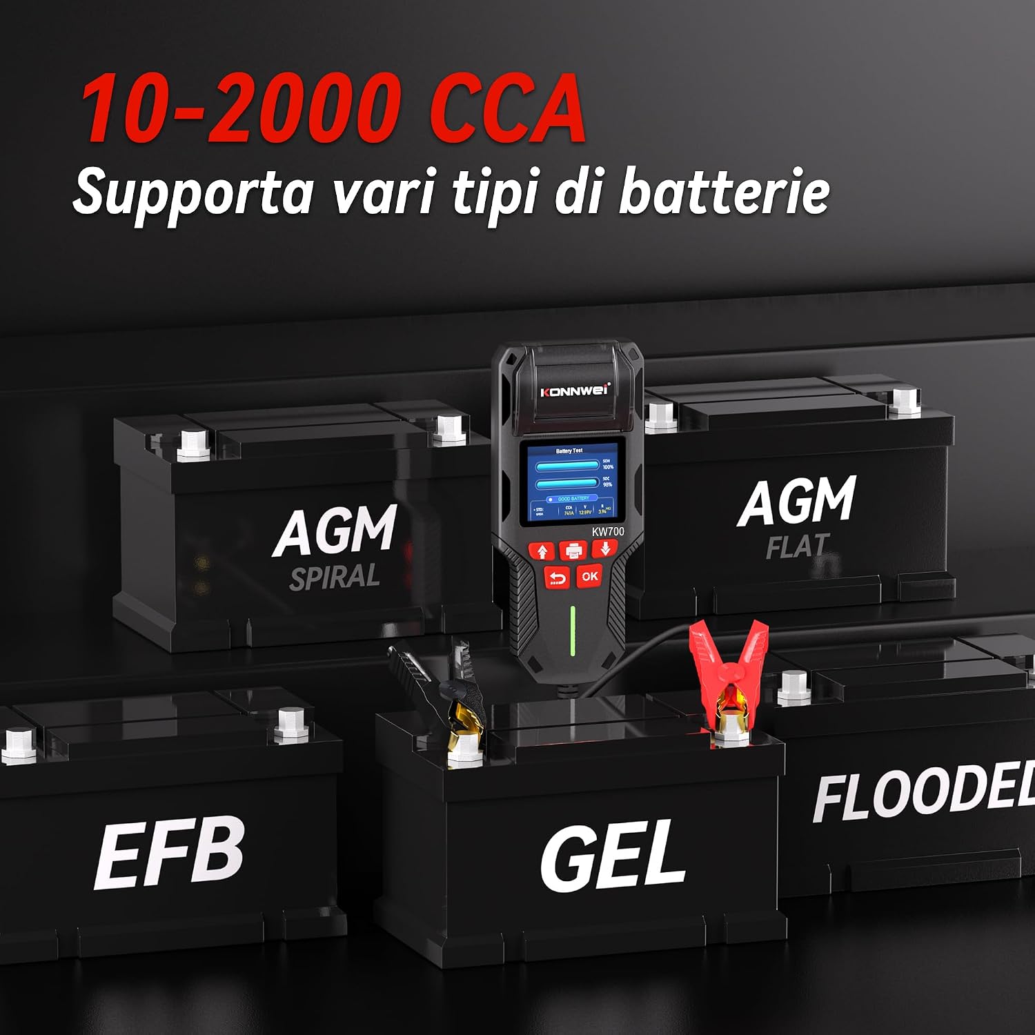 Thumbnail 6 de KONNWEI KW700: Tester Batteria Auto con Stampante integrata per 12V/24V