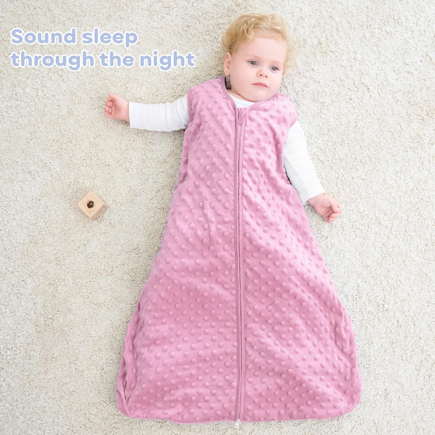Thumbnail 6 de FIEMOL Schlafsack Baby 6-12 Monate, 1.5 Tog, Plüsch-Doppelmaterial, Rosa/Lila, 78 cm – 2er Pack