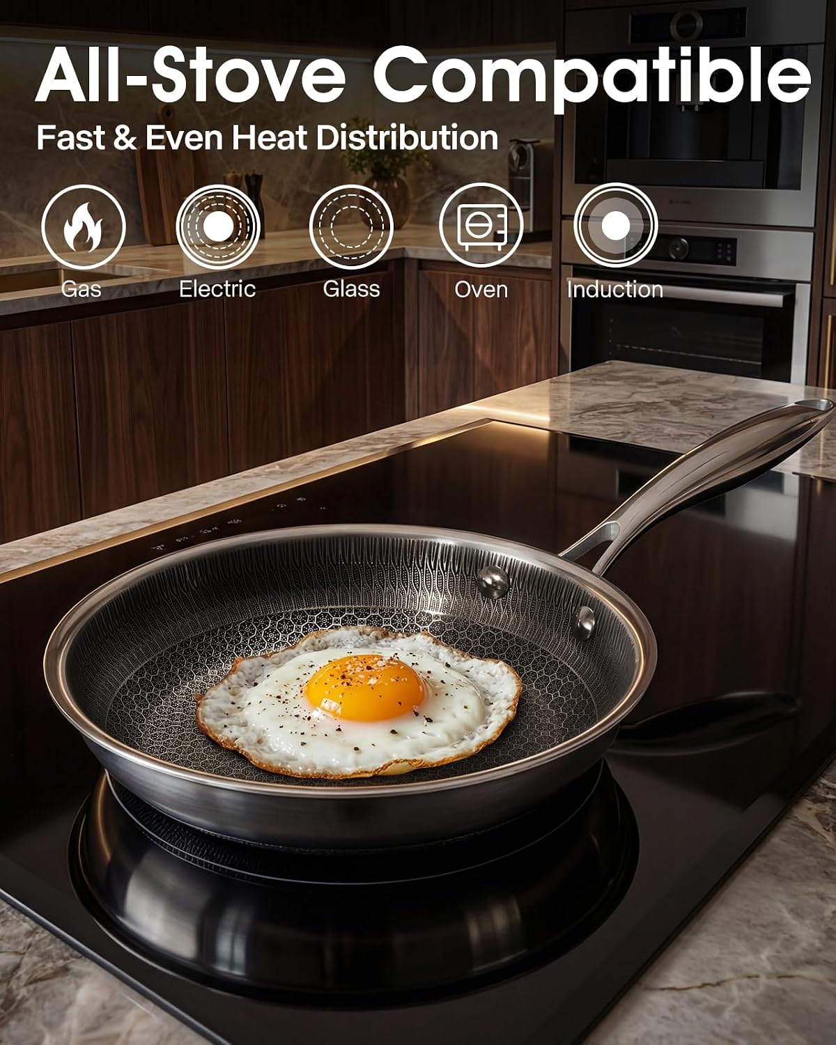 Detalle de USELUCK Hybrid Nonstick 8-Inch Frying Pan with Glass Lid