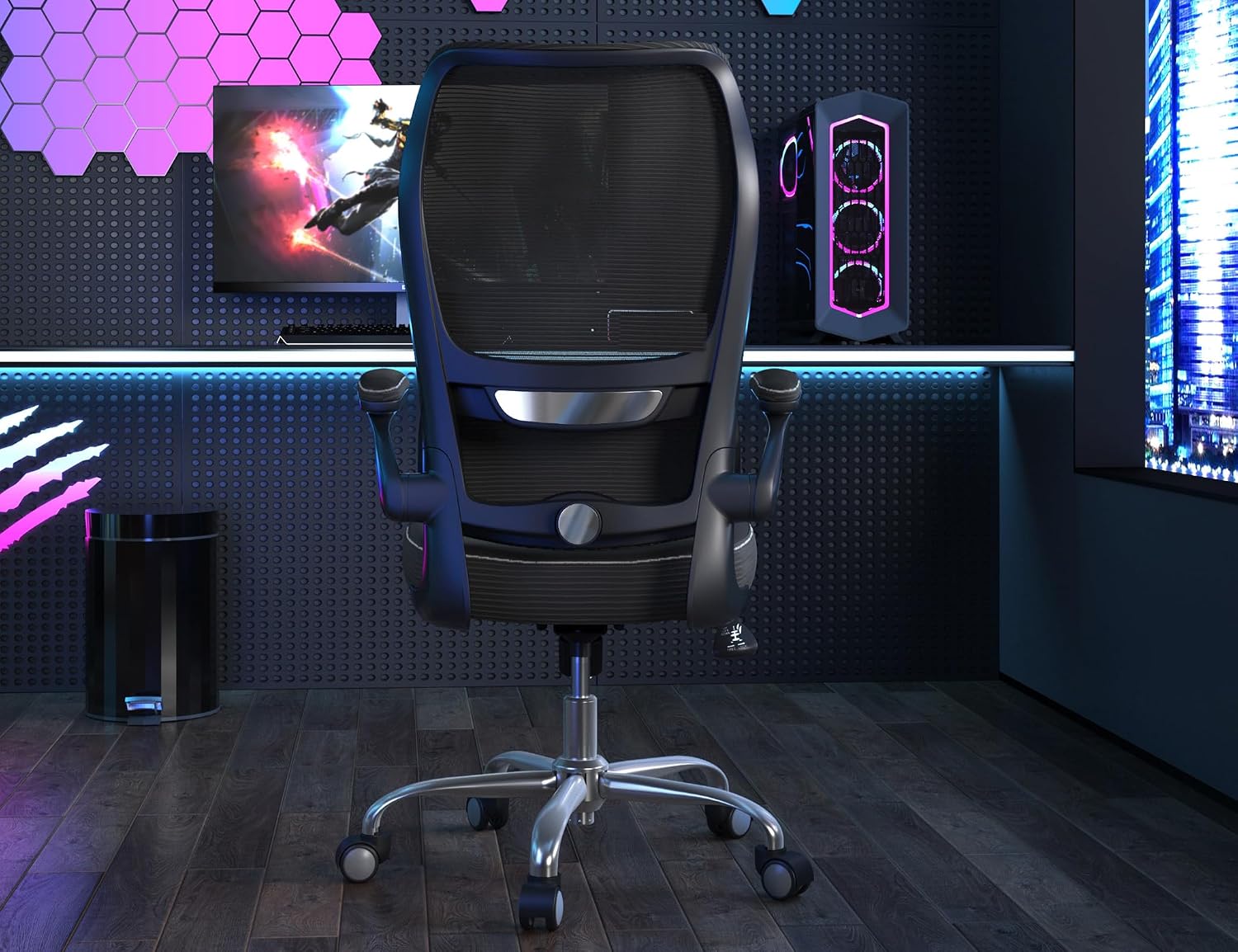 Thumbnail 1 de TRALT Ergonomic Office Chair with S-Curve High Back & Adjustable Lumbar Support (Black)