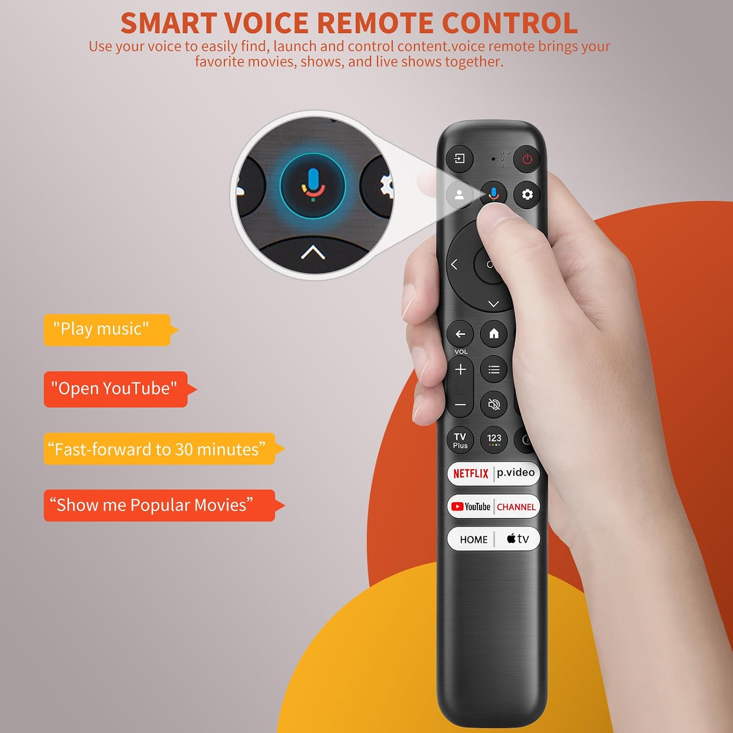 Detalle de Angrox RC813 Replacement Voice Remote for TCL Google TV, 6 App Shortcuts