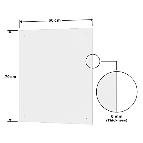 Detalle de BELOFAY Clear 6mm Tempered Glass Splashback for Kitchen, 60cm x 70cm